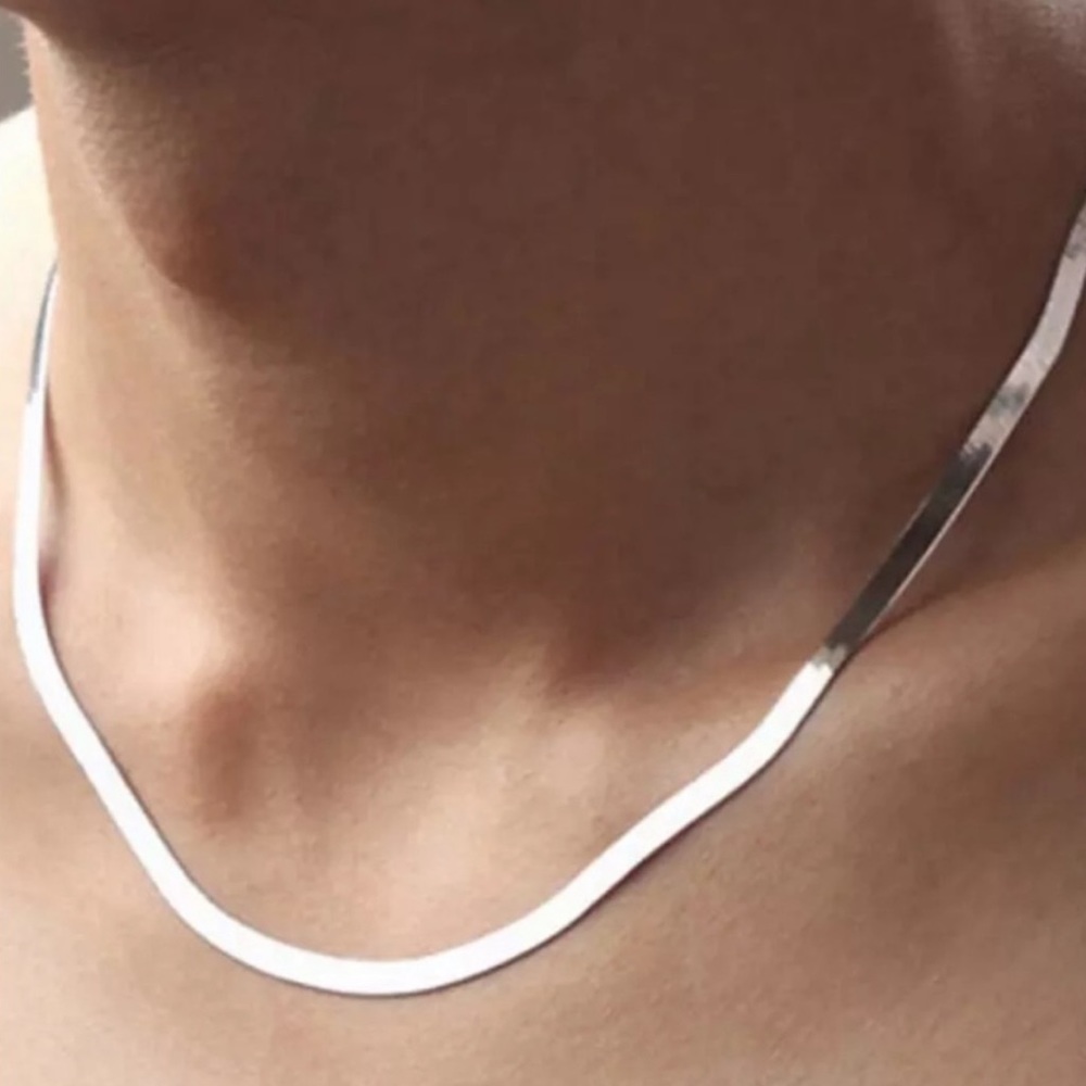 “20” 925 STERLING SILVER SNAKE FLATE NECKLACE, NICE NECKLACE, CUTE NECKLACE